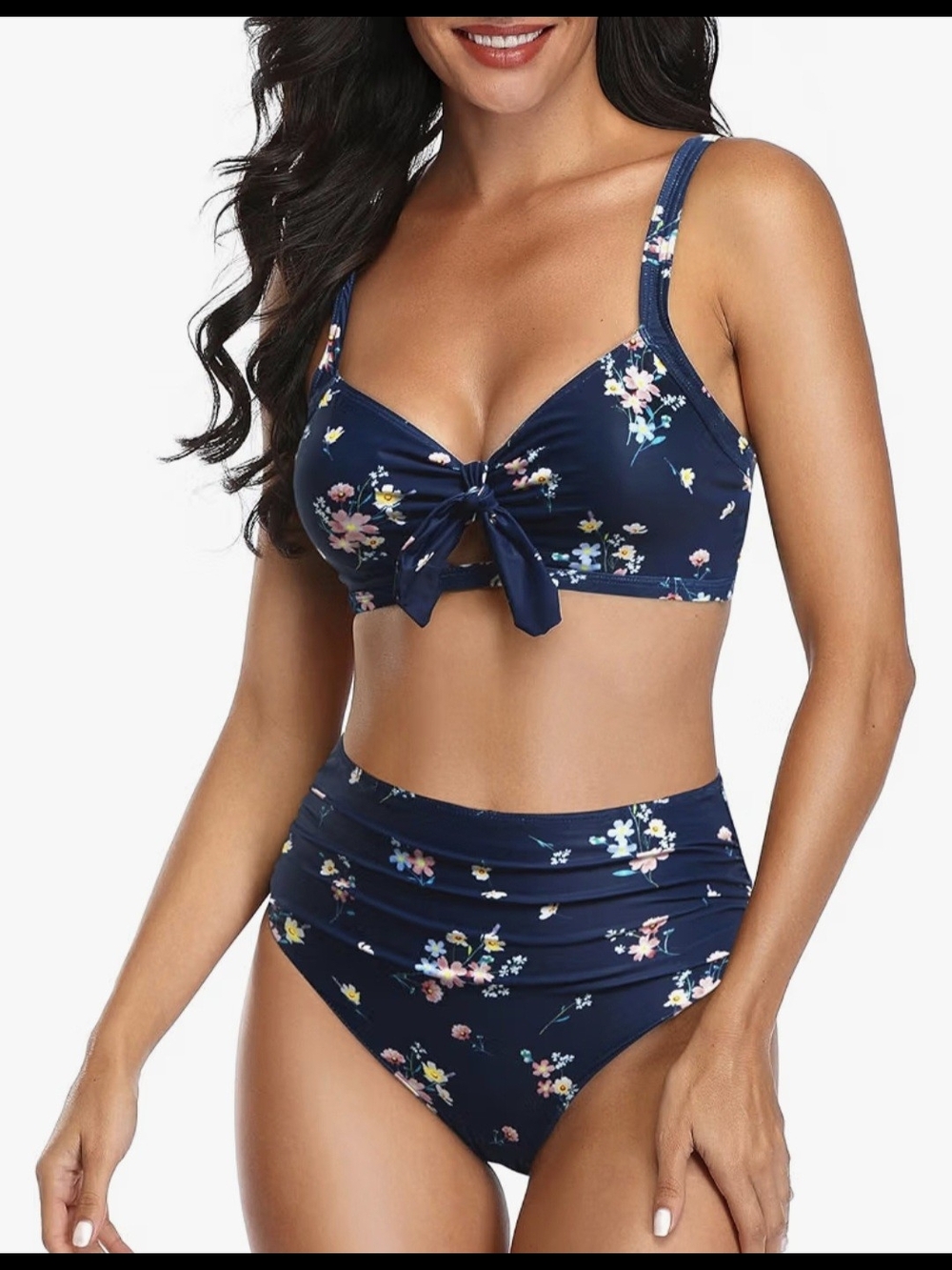 Tempt Me High Waisted Tie Front Bikini Set #1440